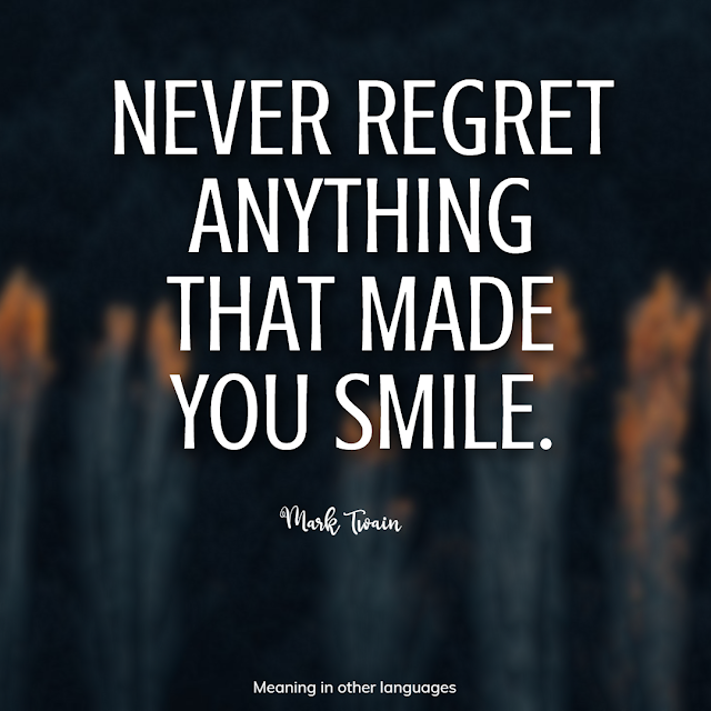 Never regret anything that made you smile meaning in Hindi and English 