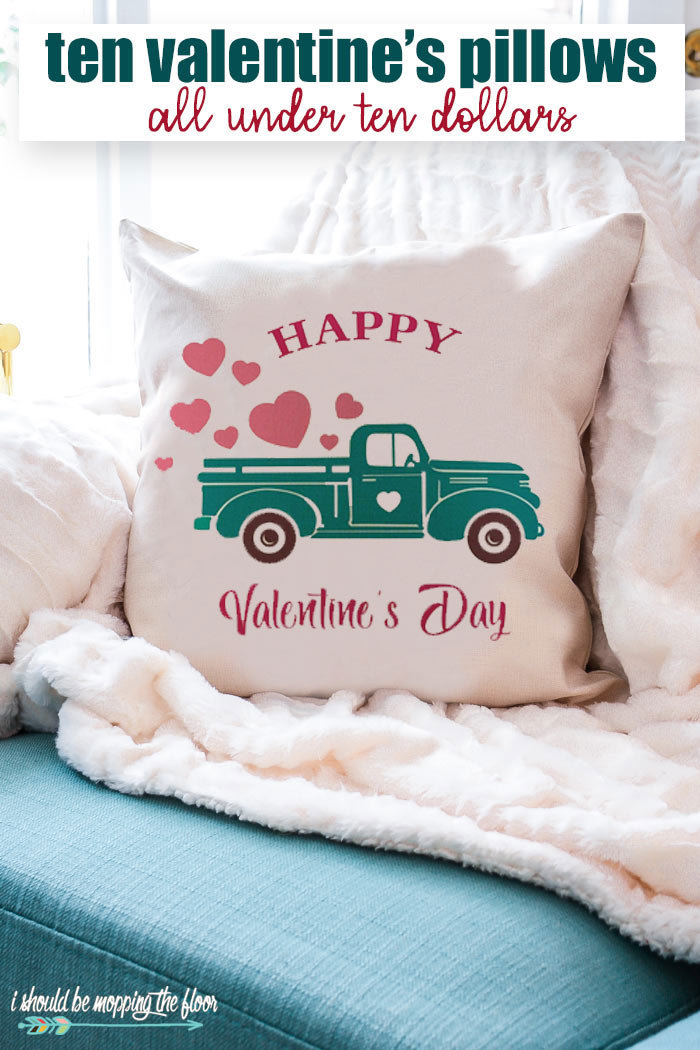 Truck with Hearts Pillow