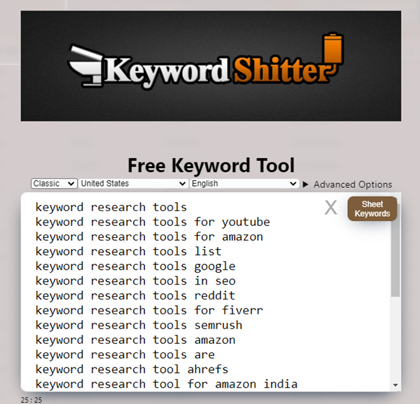 Keyword Shitter Keyword Tool