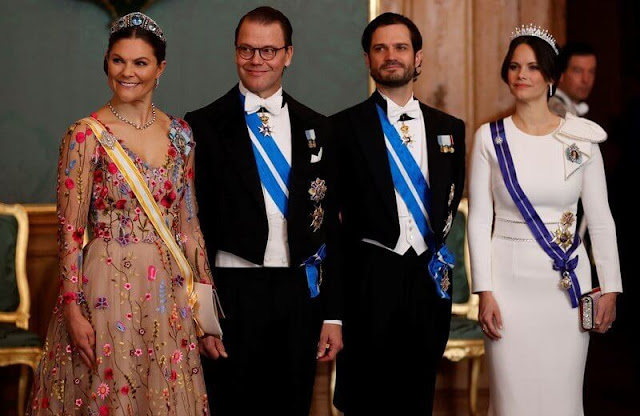 Queen Letizia wore a tulle ball dress by H&M. Crown Princess Victoria wore a wildflowers gown by Frida Jonsvens. Princess Sofia