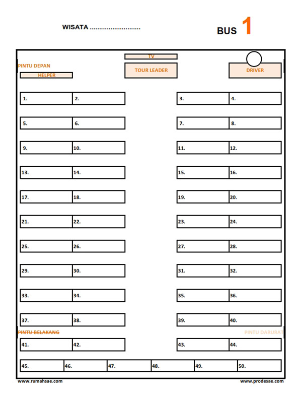 Download Denah Kursi Big Bus Pariwisata Seat 2 2 Excel
