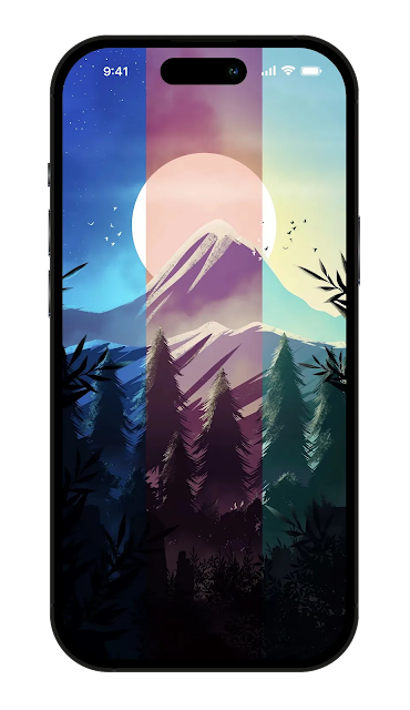 beautiful nature forest night illustration wallpaper 4k for iphone ios 17