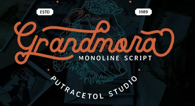 This image shows fonts of "Grandmora - Monoline Script FONTS Download Free"