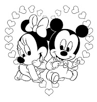 Mickey and Minnie Mouse babies with hearts