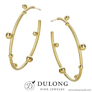 Crown Princess Mary wore Dulong Fine Jewelry Large Delphis Hoop Gold Earrings