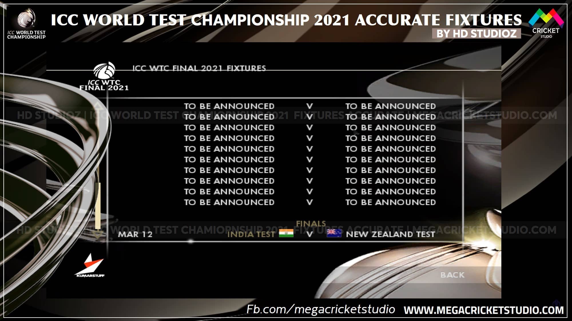 ICC World Test Championship 2021 Fixtures for EA Cricket 07