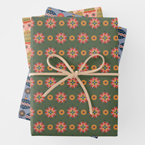 presents, gifts, Christmas, holidays, mid-century modern, Scandinavian, Nordic, folk, wrapping paper