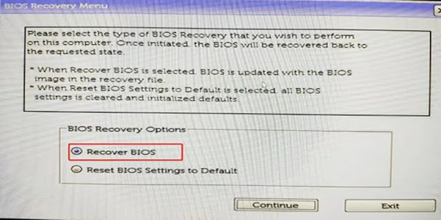 استرداد BIOS من خلال القرص الصلب لجهاز الكمبيوتر المحمول Dell