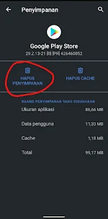 Menghapus Data Cache Play Store
