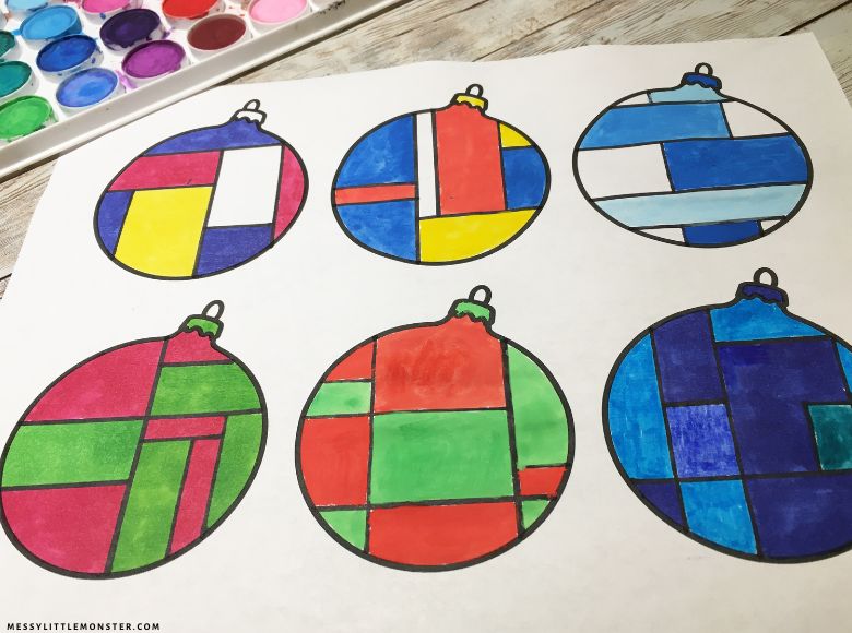 Mondrian ornament Christmas printable