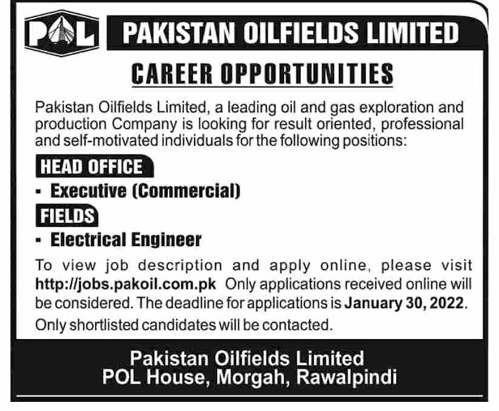 Pakistan Oil fields Ltd Rawalpindi Management Jobs 2022