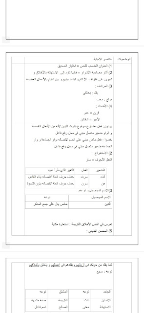 فرض اللغة العربية ثانية متوسط الفصل الثاني