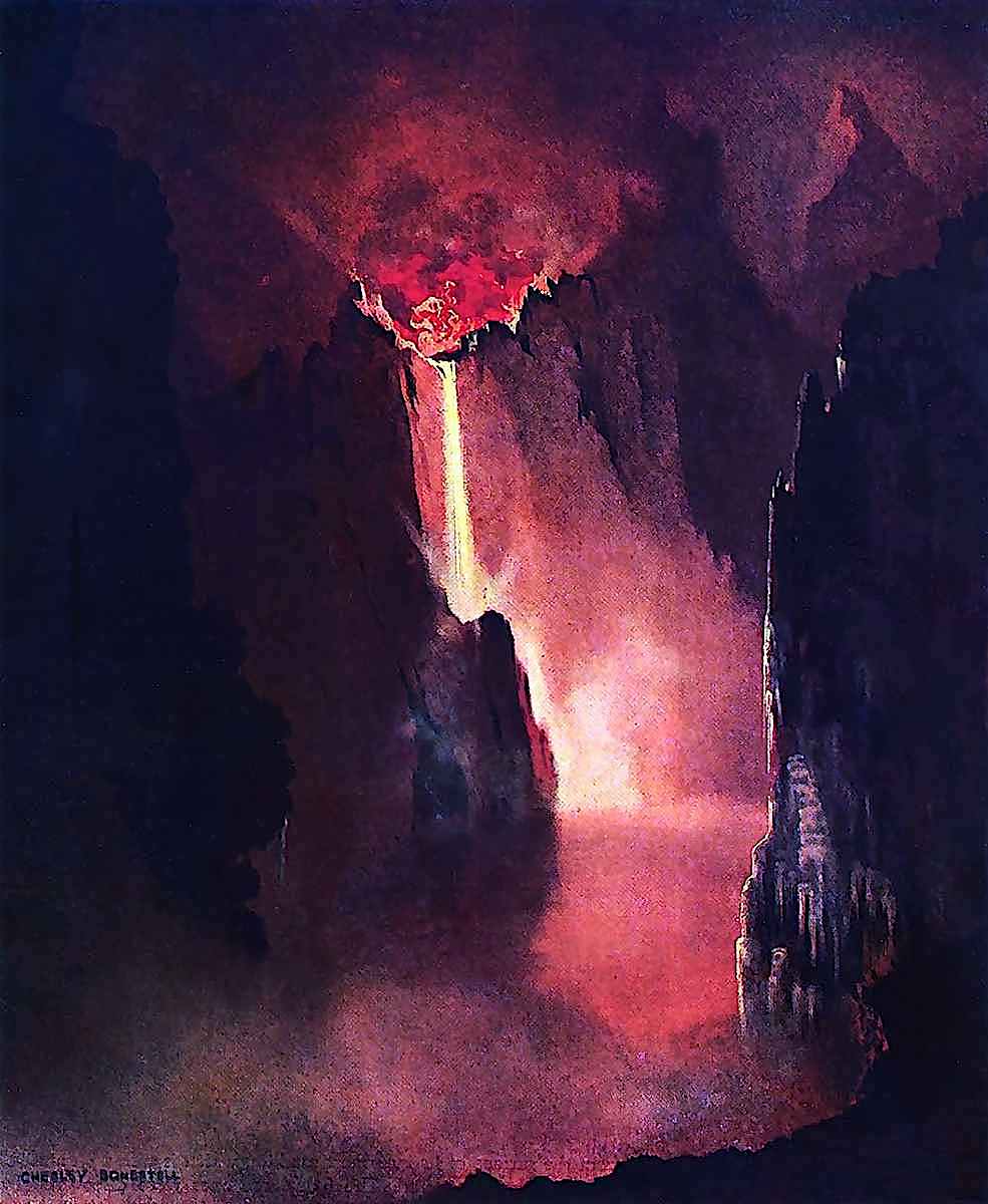 a Chesley Bonestell illustration of lava
