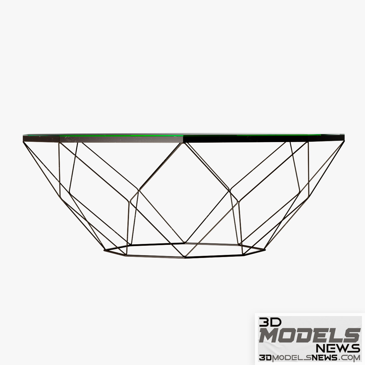 Geometric antique brass coffee table model with glass top 2