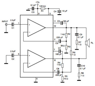 TDA2005 Amplifier circuit diagram