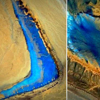 'Muncul' pasir biru bercahaya yang kelihatan seperti lagun di Gurun Sahara