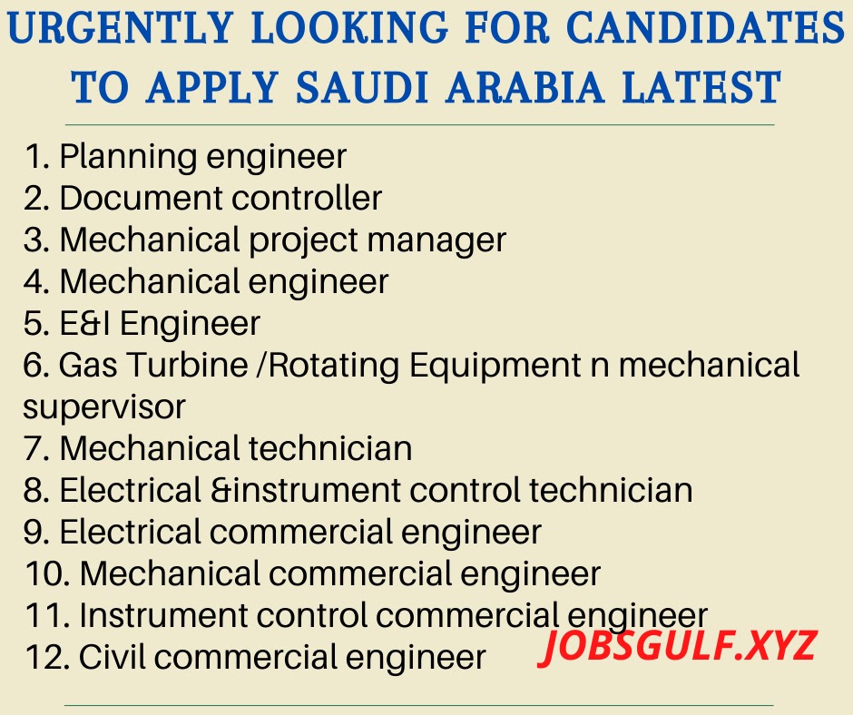 WE ARE URGENTLY LOOKING FOR GOOD CANDIDATES TO APPLY SAUDI ARABIA LATEST