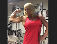 Female bodybuilder Cathy Lefrancois and some of the most muscular freaky female bicep pumping ever!