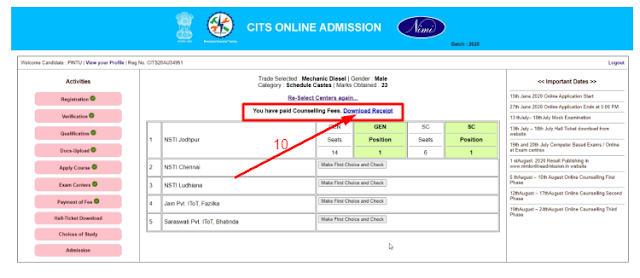 CITS Counselling Download Receipt page preview