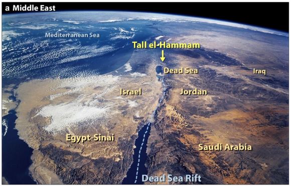 Localização de Tall el Hammam no Oriente Médio - NASA - West et al