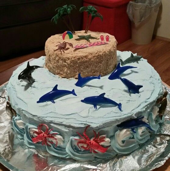 simple beach theme cake