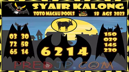 Prediksi Kalong Macau 3D Hari Ini JP 18 Agustus 2023