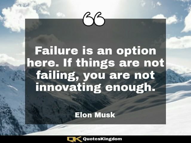 Elon Musk motivational quote. Elon Musk famous quote. Failure is an option here. If things ...