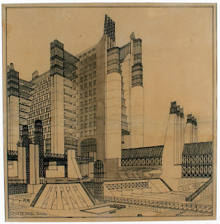 Egy külső liftes épület rajza 1914-ből