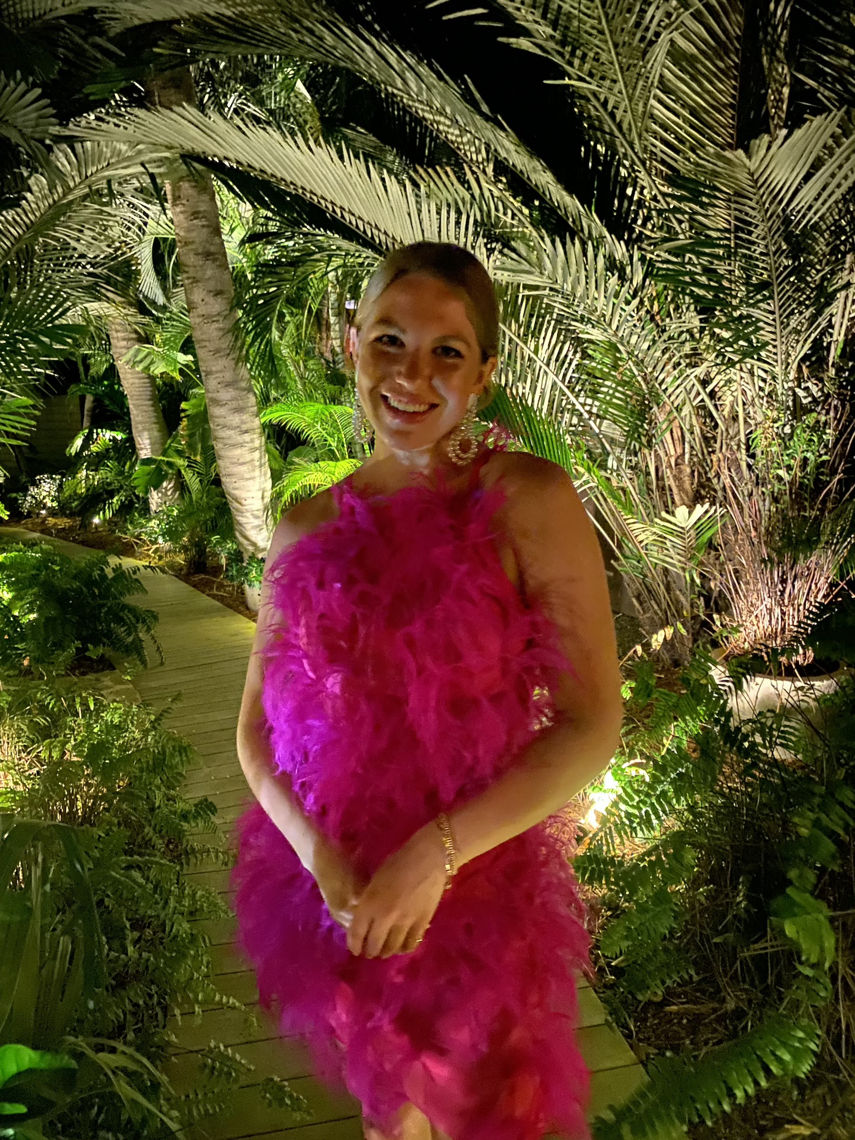st barths fran acciardo january 2022 destination wedding tamarin pink feather dress
