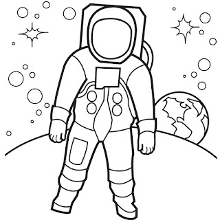 Astronaut on the moon coloring page