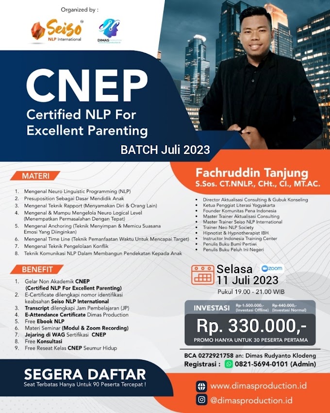 WA.0821-5694-0101 | Certified NLP For Excellent Parenting (CNEP) 11 Juli 2023