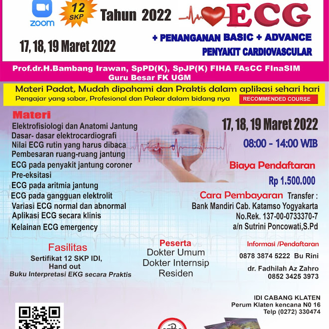 (Available 17,18,19 Maret 2022) Intensive ECG Course (Basic and Advance) dan Penanganan Penyakit Cardiovascular Online Class via Aplikasi ZOOM