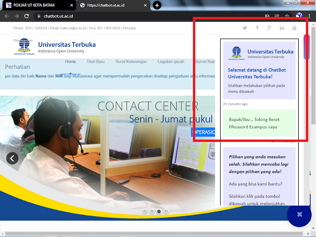 7 Langkah Reset/Ubah Password Akun eCampus UT via https://chatbot.ut.ac.id/