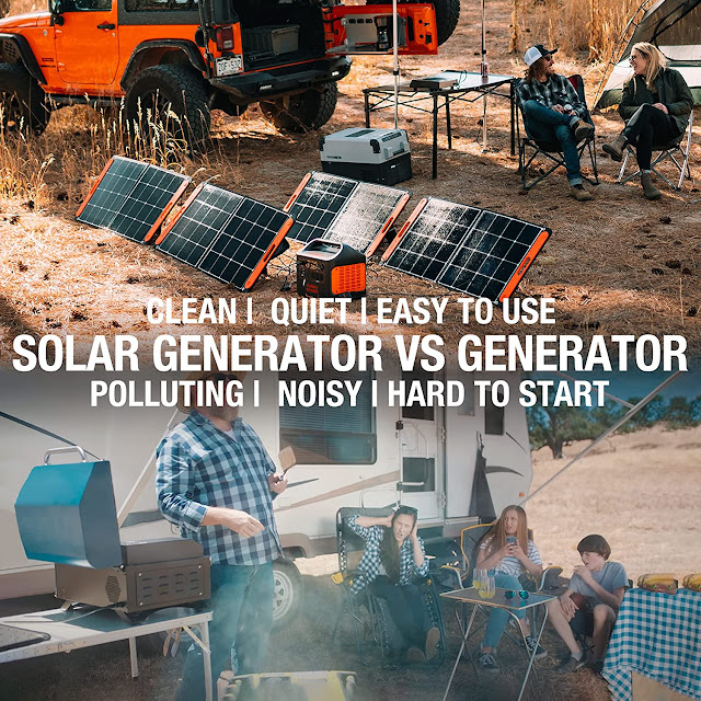 Jackery Solar Generator 1500, 1800W Generator Explorer 1500 and SolarSaga 100W with 3x110V/1800W AC Outlets, Solar Mobile Lithium Battery Pack for Outdoor RV/Van Camping
