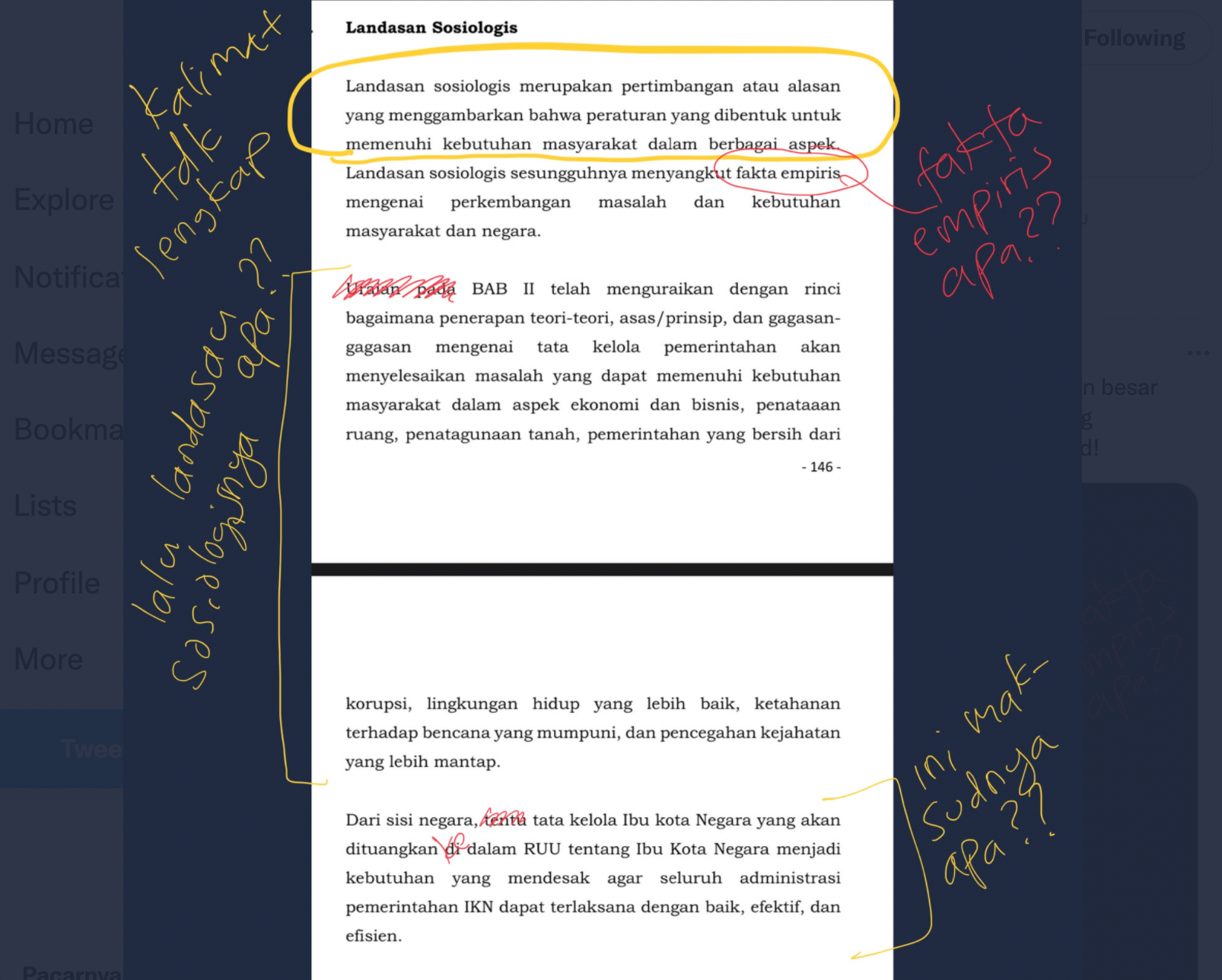 Naskah Akademik IKN Dicorat-coret Profesor Asal Singapura, Refly Harun: Kelola Negara Seperti Mengelola Warung!