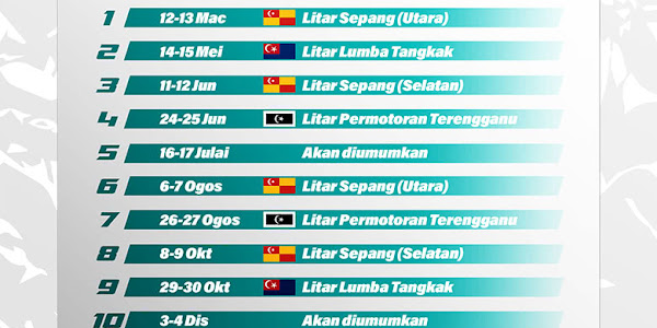 Jadual Malaysian Cub Prix 2022