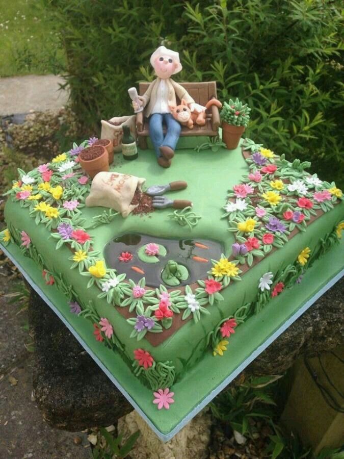 garden theme cake