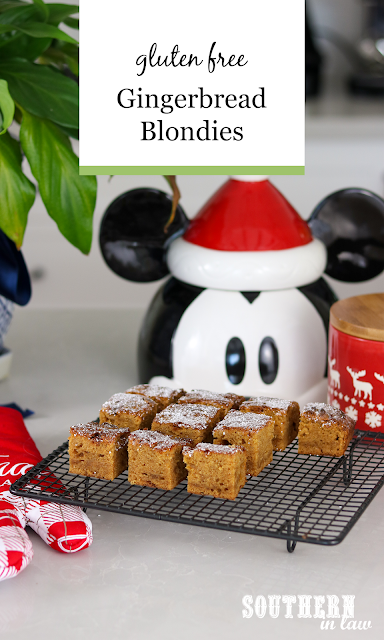 Easy Gluten Free Gingerbread Blondies Recipe - christmas dessert ideas, easy recipes, gluten free gingerbread cookie bars with white chocolate chips