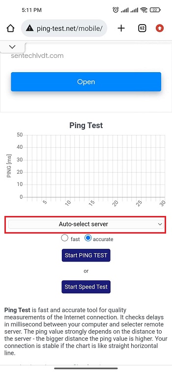 أمر بينغ لاختبار الإنترنت