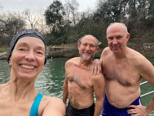 Enjoying New Year's Day at Barton Springs Pool with a few friends