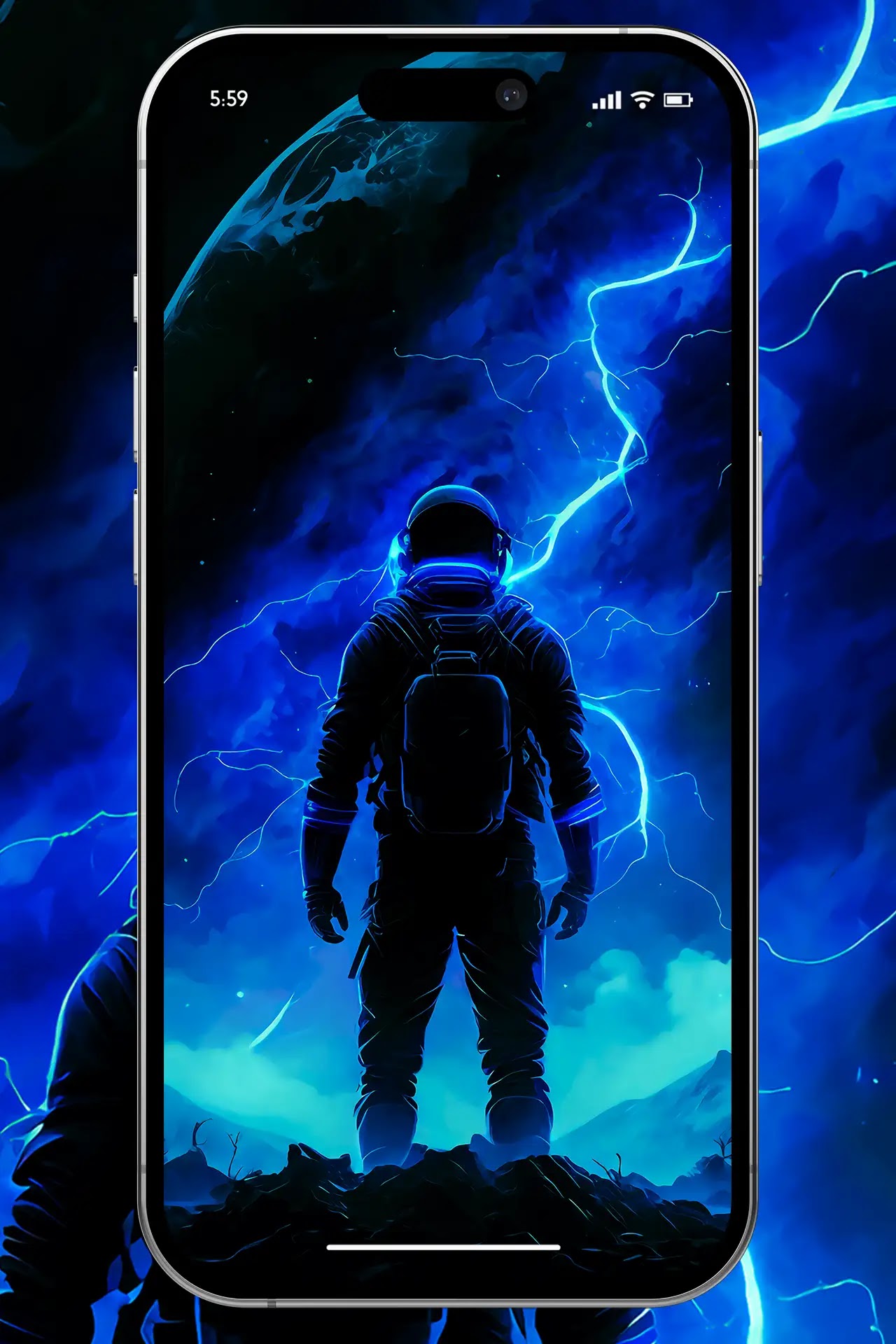 Blue Space Astronaut Wallpaper for iPhone