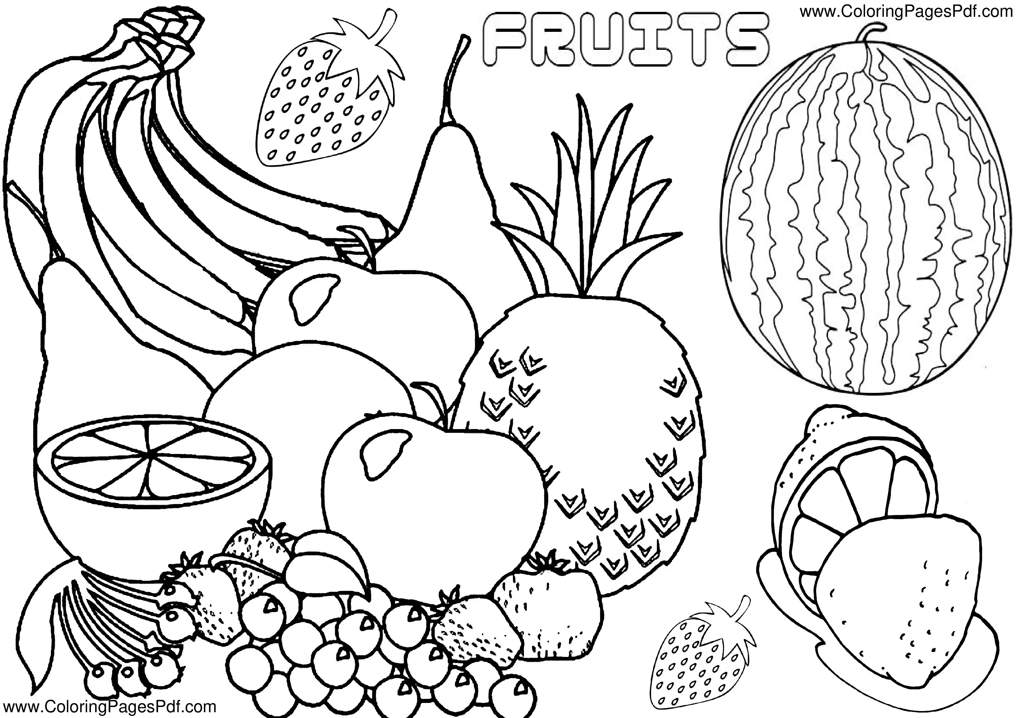 Fruit coloring pages for adults