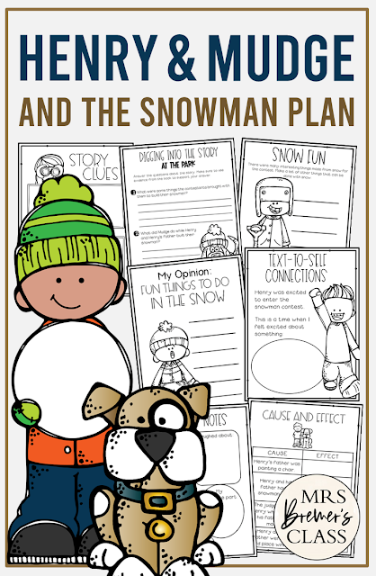 Henry and Mudge and the Snowman Plan book study unit with companion literacy activities for First Grade and Second Grade
