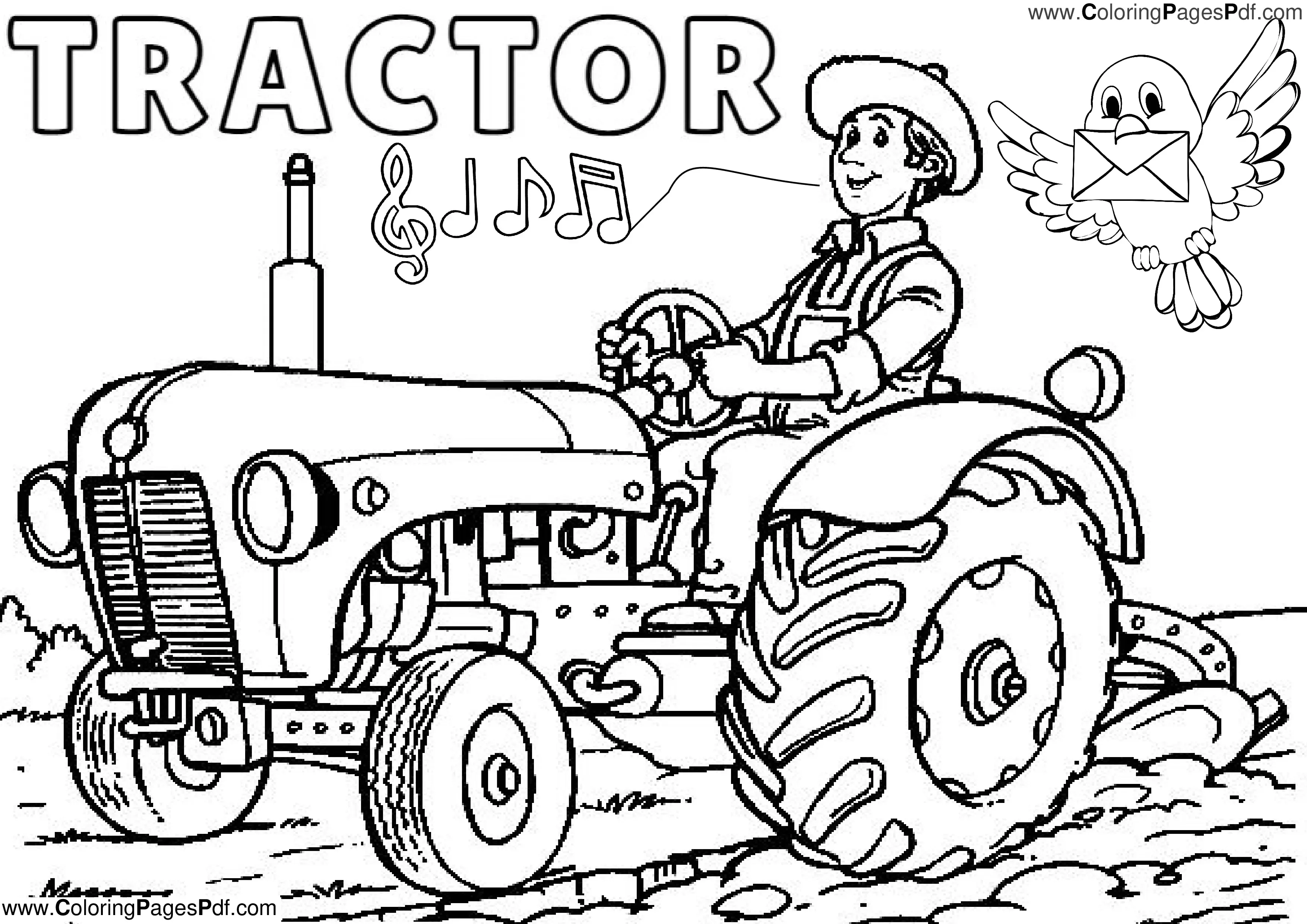 Realistic Tractor Coloring Pages