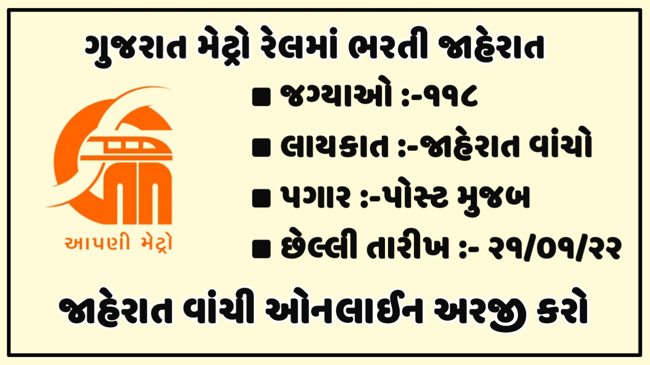 Gujarat Metro Rail Corporation (GMRC) Recruitment For Various Post 2021