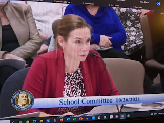 FPS Superintendent Sara Ahern updates the School Committee at a meeting in Oct 2021