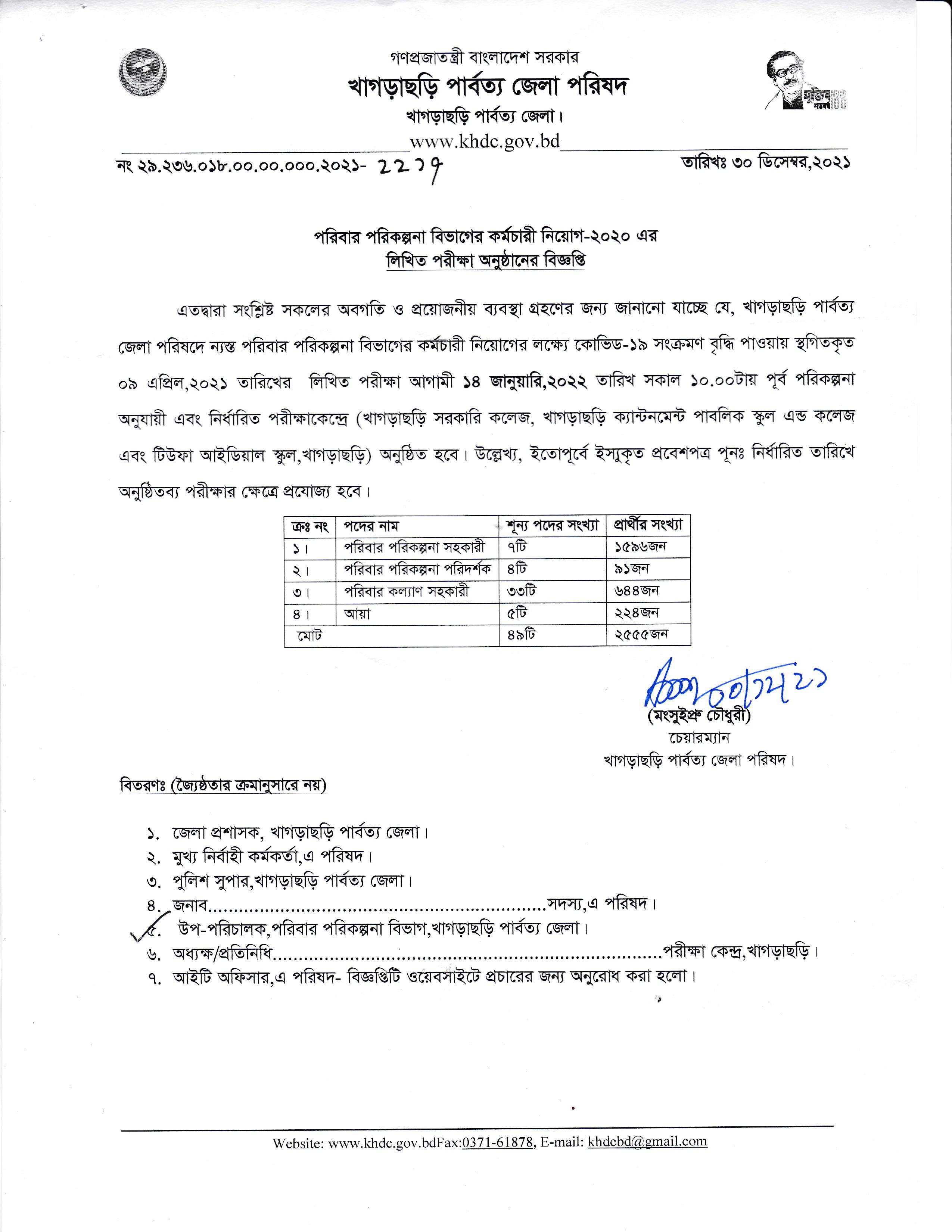 KHDC Written Exam Date Published