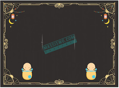 Background desain kartu ucapan aqiqah motif emas dan warna hitam