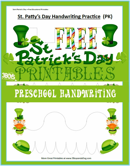 Free preschool printables St Patricks Day