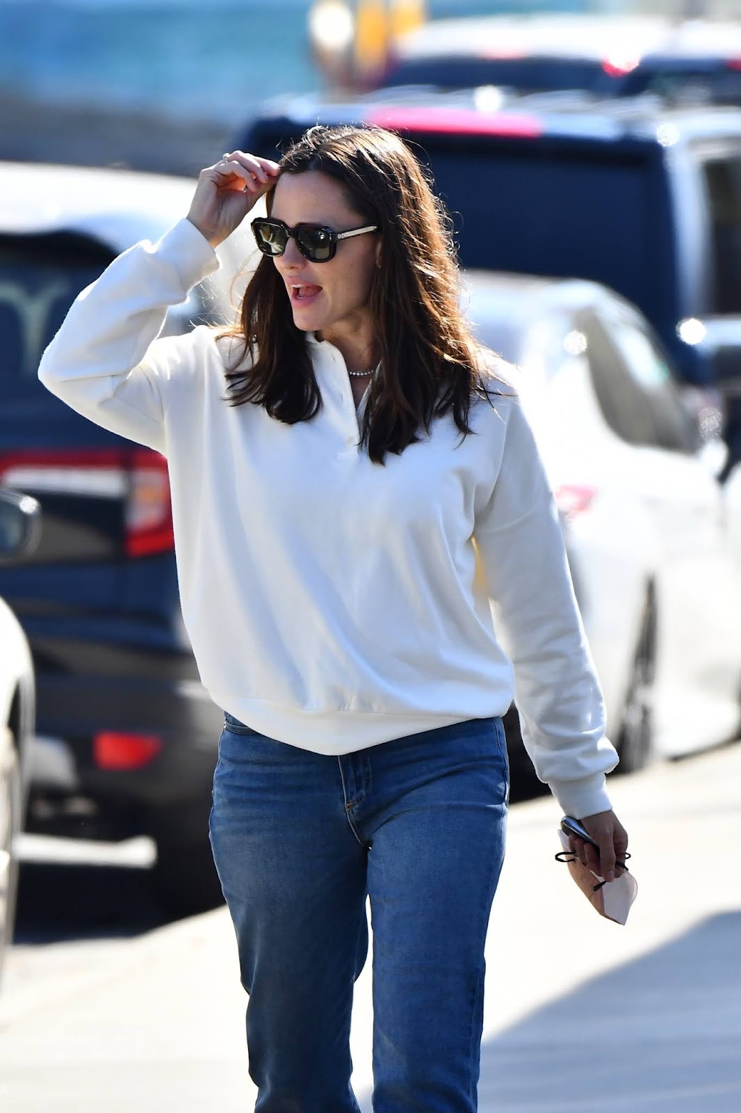 Jennifer Garner was spotted while picking up her son from school in Brentwood